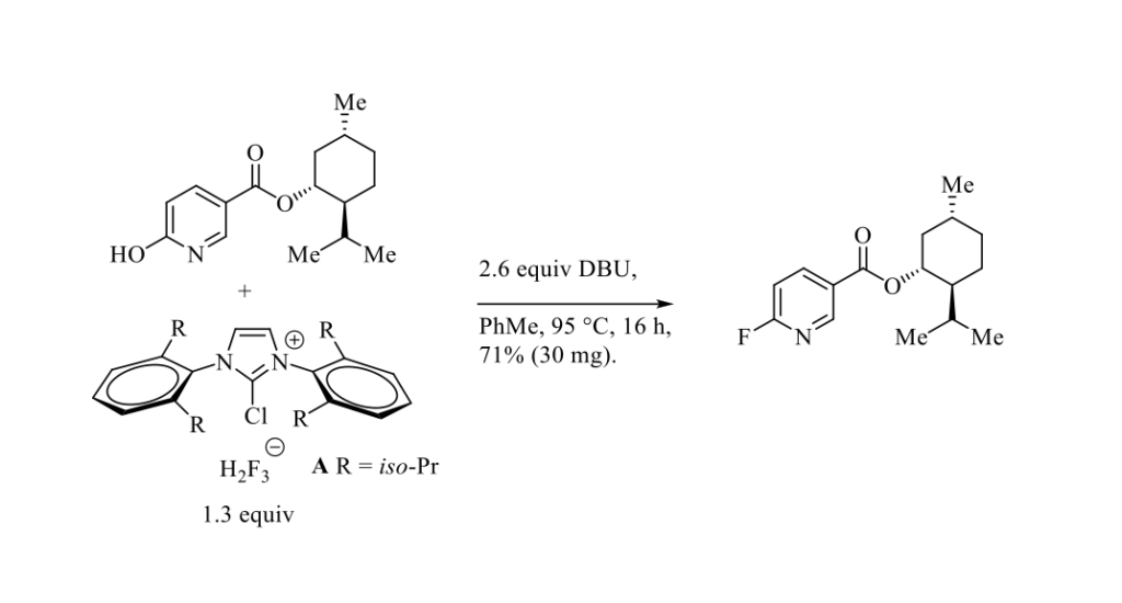 Deoxyfluorination of electron-deficient phenols with 2-chloroimidazolium dihydrogen trifluoride salt.